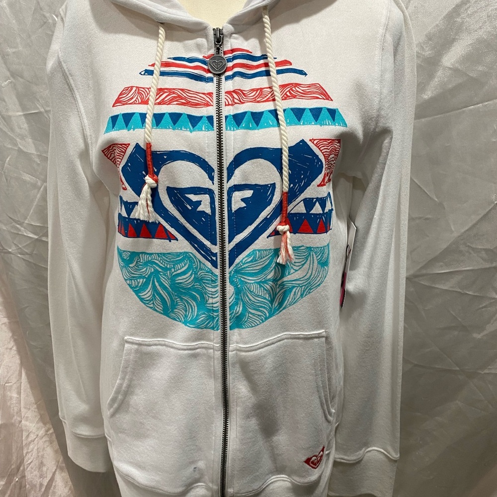 Roxy White Hoodie with Colorful Graphic